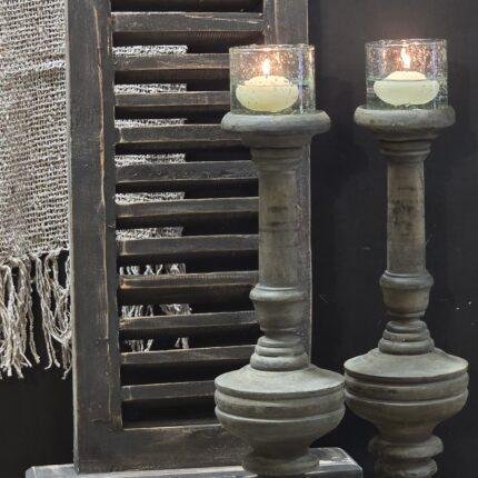 Houten baluster kandelaar antraciet 40 cm
