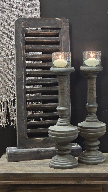 Houten baluster kandelaar antraciet 40 cm