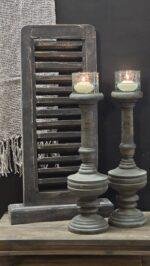 Houten baluster kandelaar antraciet 40 cm