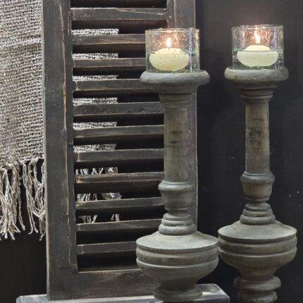 Houten baluster kandelaar antraciet 40 cm