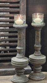Houten baluster kandelaar antraciet 40 cm foto 4