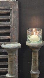Houten baluster kandelaar antraciet 40 cm foto 2