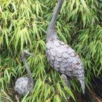Landelijke reiger tuinornament grijs