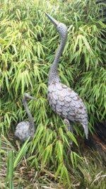 Landelijke reiger tuinornament grijs