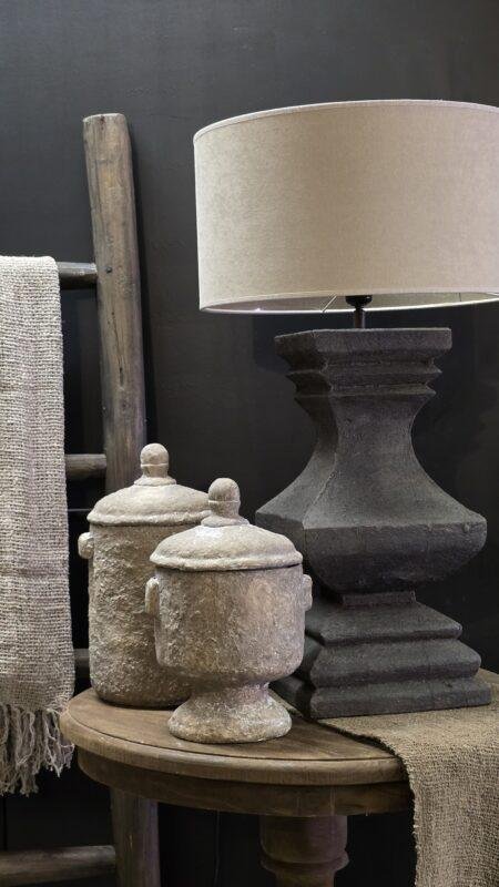 Grote Landelijke Baluster Lampenvoet van Massief Hout