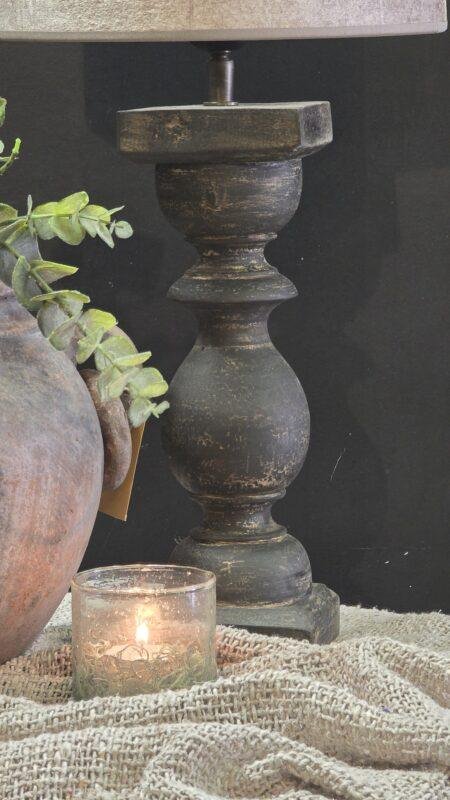 Zwarte baluster lamp – landelijke tafellamp foto 2