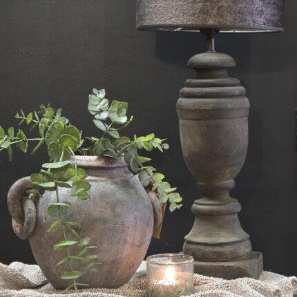 Grote baluster lamp 40cm– landelijke houten tafellamp foto 2
