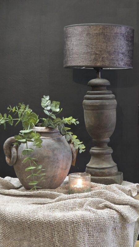 Grote baluster lamp 40cm– landelijke houten tafellamp foto 2
