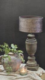 Grote baluster lamp 40cm– landelijke houten tafellamp foto 3