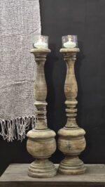 Houten baluster kandelaar 60 cm foto 3