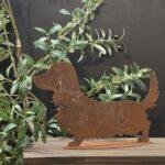 Metalen Roestige Teckel Tuindecoratie 42 cm