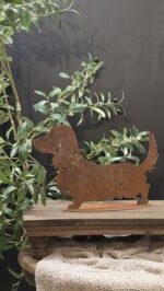 Metalen Roestige Teckel Tuindecoratie 42 cm
