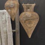 Rotan Hanglamp Druppelvorm Naturel 44cm