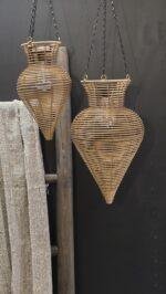Rotan Hanglamp Druppelvorm Naturel 44cm