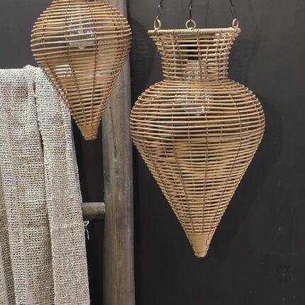 Rotan Hanglamp Druppelvorm Naturel 44cm