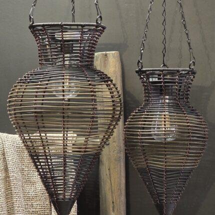 Rotan Hanglamp Donkerbruin Druppelvorm 34,5 cm