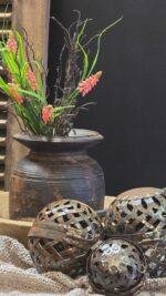 Landelijke decoratie set met metalen draadballen