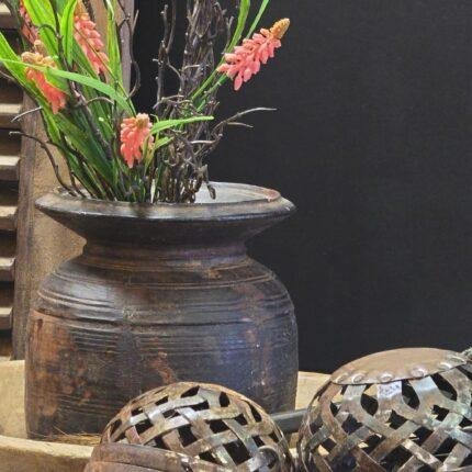 Landelijke decoratie set met metalen draadballen