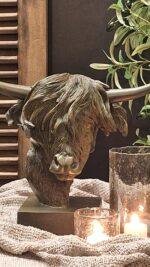 Hooglander beeld – koeienkop met horens landelijke decoratie