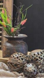 Landelijke decoratie set met metalen draadballen
