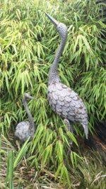 Landelijke reiger tuinornament grijs
