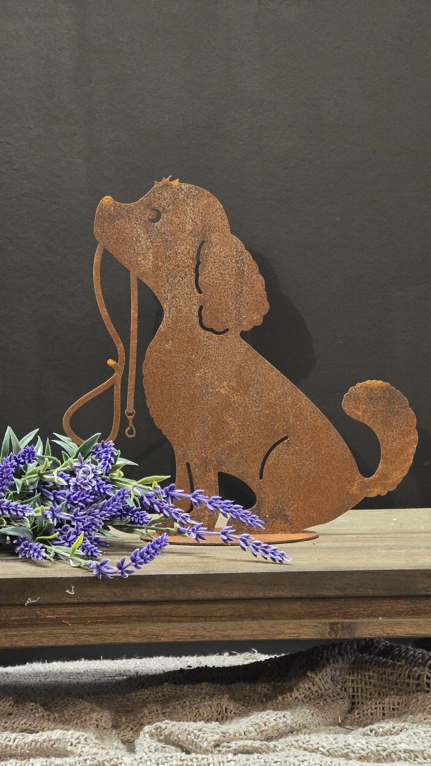 Metalen Roestige Hond met Lijn Tuindecoratie 26 cm Metalen Roestige Hond met Lijn Tuindecoratie 26 cm