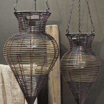 Rotan Hanglamp Donkerbruin Druppelvorm 34,5 cm