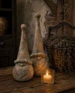 Kerstmannen met puntmuts – landelijke kerstdecoratie