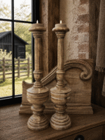 Sfeerset Raamluik met Kandelaar en Maxi Theelicht | Landelijke Decoratieset-1