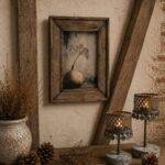 Houten schilderij - pot met bloem