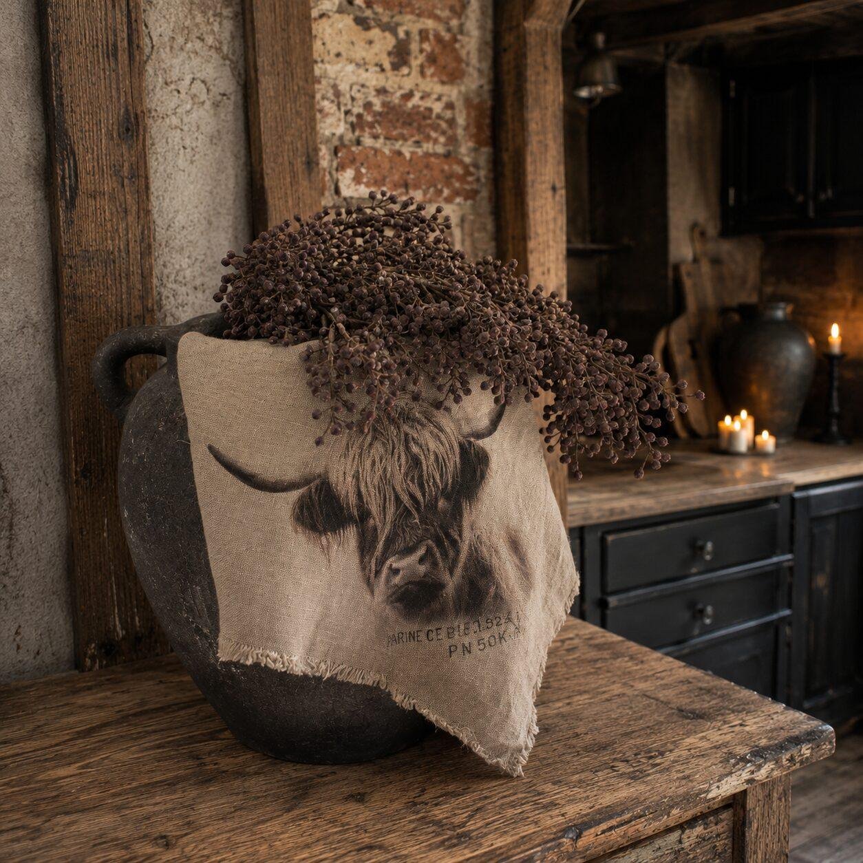 shabby-doek-hooglander-donker Shabby doek - Hooglander donker - Afbeelding 1