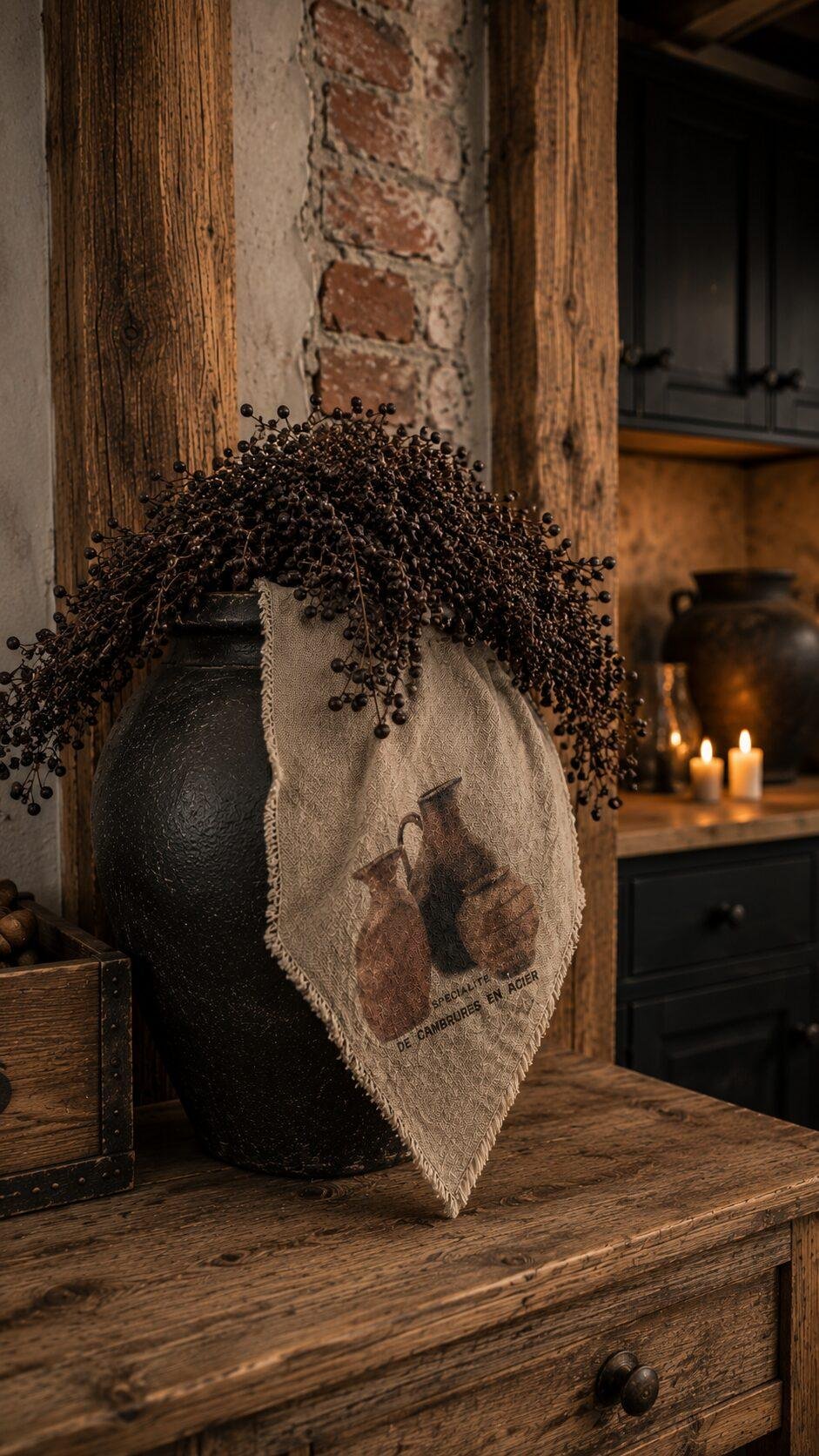 shabby-doek-houten-potten Shabby doek - Houten potten - Afbeelding 1