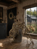 Houten pot met ronde deksel