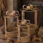 Gift lantaarn met strik – roestkleur – 4 maten