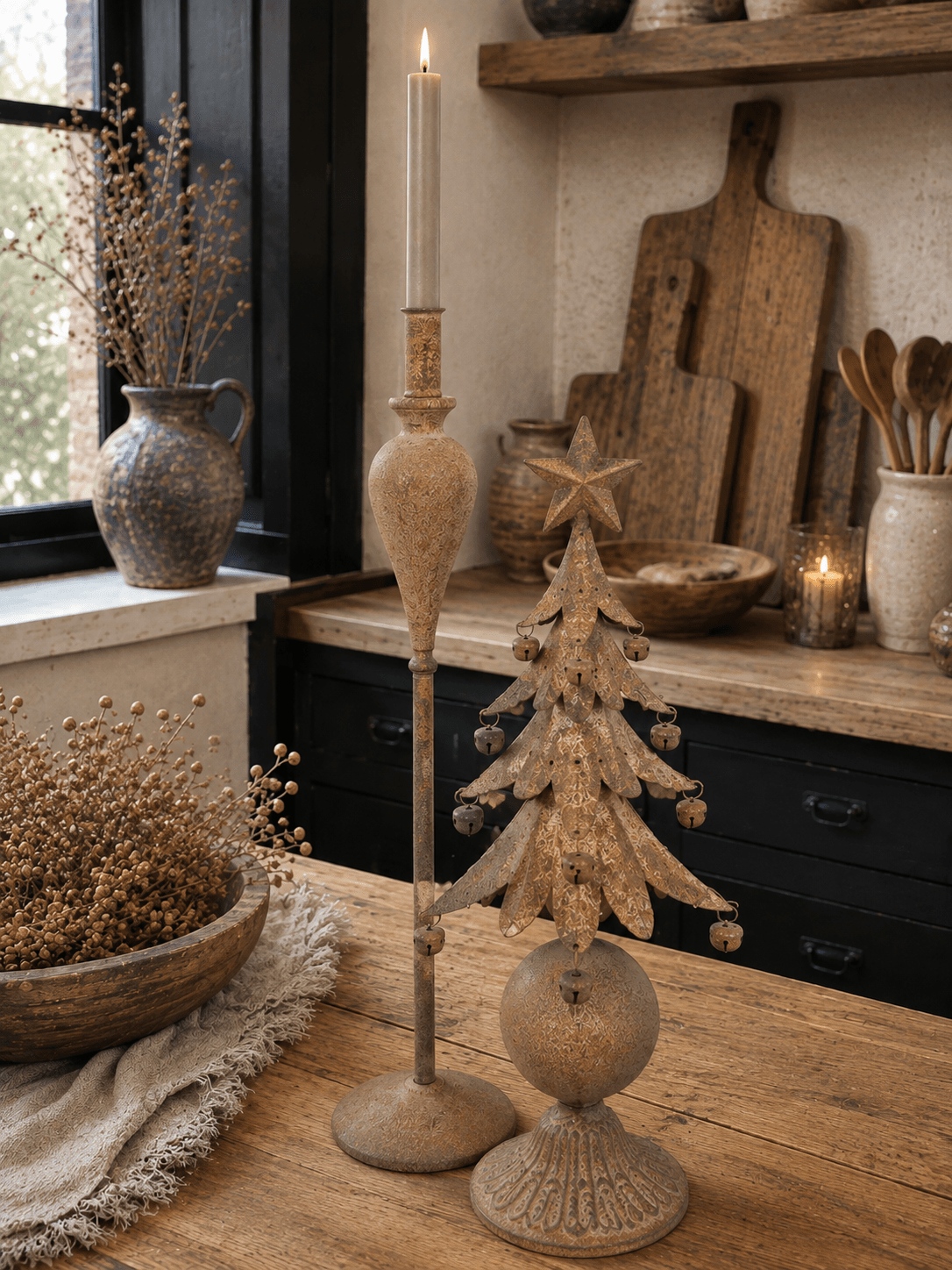 ChatGPT Image 12 aug 2026, 15_02_46 Roest Kerstboom Ornament 46 cm | Landelijke Kerstdecoratie - Afbeelding 1