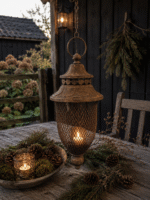 Roest Hanglantaarn 35 cm | Landelijke Hangende Lantaarn - Afbeelding 2