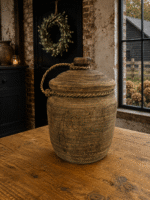 Ronde houten pot met vaste deksel - middel - Afbeelding 2