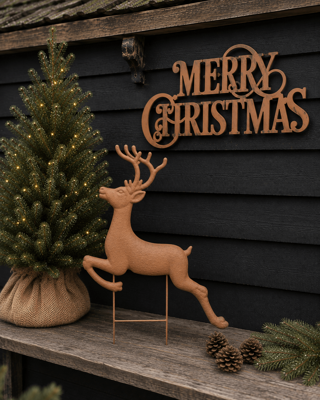 ChatGPT Image 22 aug 2026, 17_18_30 Merry Christmas tuinsteker roest metaal – grote kerstdecoratie 120 cm - Afbeelding 1