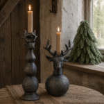 Hert kandelaar – vintage bruin/grijs – 32 cm