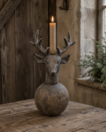 Hert kandelaar – vintage bruin/grijs – 32 cm - Afbeelding 2
