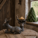 Liggend hert vintage bruin/grijs – landelijke kerstdecoratie