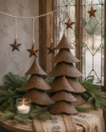 Metalen sterrenslinger roest – landelijke kerstdecoratie