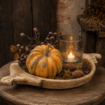 Kunstpompoen Kallebas Amber – landelijke herfstdecoratie