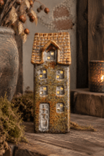 Keramieken huisje bruin - led – model A, B of C - Afbeelding 2