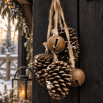 Kersthanger met dennenappels en roestige belletjes – Landelijke kerstdecoratie