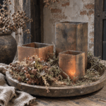Vierkant windlicht Rusty Look – Landelijke glazen windlichten