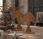 Roestkleurige paddenstoel metaal – 20 of 22 cm | Landelijke herfstdecoratie