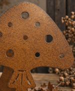 Roestkleurige paddenstoel metaal – 20 of 22 cm | Landelijke herfstdecoratie - Afbeelding 2