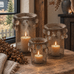 Metalen windlicht met munten