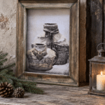 Houten schilderij - ketting met vismand - 40x50cm